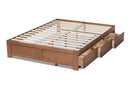 Wycliff Walnut Finished 3-Drawer King Size Platform Storage Bed Baxton