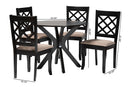 Addison Modern Sand Fabric and Espresso Brown Wood 5-Piece Dining Set Baxton