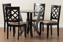 Charlier Modern Sand Fabric and Dark Brown Wood 5-Piece Dining Set Baxton