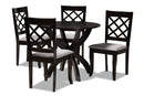 Samir Gray Fabric Upholstered and Dark Brown 5-Piece Dining Set Baxton