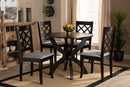 Samir Gray Fabric Upholstered and Dark Brown 5-Piece Dining Set Baxton