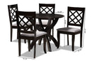 Samir Gray Fabric Upholstered and Dark Brown 5-Piece Dining Set Baxton