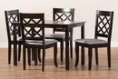Pamela Gray Fabric Upholstered Espresso Brown Finished 5-Piece Wood Dining Set Baxton