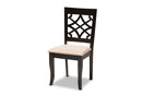 Meike Sand Fabric Upholstered Espresso Brown Finished 5-Piece Wood Dining Set Baxton