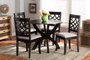 Brava Gray Fabric Upholstered and Dark Brown 5-Piece Dining Set Baxton