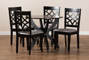 Brava Gray Fabric Upholstered and Dark Brown 5-Piece Dining Set Baxton