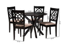Milena Modern Beige Fabric and Espresso Brown 5-Piece Dining Set Baxton