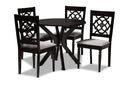 Milena Gray Fabric Upholstered and Dark Brown 5-Piece Dining Set Baxton
