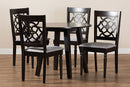 Reed Gray Fabric Upholstered and Walnut Brown 5-Piece Dining Set Baxton
