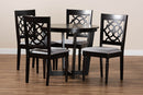 Westham Gray Fabric Upholstered and Dark Brown 5-Piece Dining Set Baxton