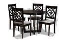 Westham Gray Fabric Upholstered and Dark Brown 5-Piece Dining Set Baxton