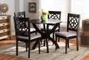 Esme Gray Fabric Upholstered and Dark Brown 5-Piece Dining Set Baxton