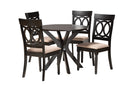 Sasa Modern Sand Fabric and Dark Brown 5-Piece Dining Set Baxton