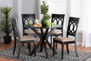 Sasa Modern Sand Fabric and Dark Brown 5-Piece Dining Set Baxton