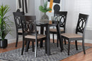 Elsbeth Modern Beige Fabric and Dark Brown 5-Piece Dining Set Baxton