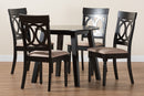 Elsbeth Modern Beige Fabric and Dark Brown 5-Piece Dining Set Baxton