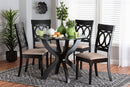 Benjen Modern Sand Fabric and Dark Brown 5-Piece Dining Set Baxton