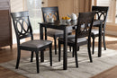 Felisa Gray Fabric Upholstered Espresso Brown Finished 5-Piece Wood Dining Set Baxton