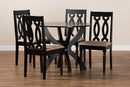 Camira Sand Fabric Upholstered and Dark Brown 5-Piece Dining Set Baxton