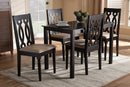 Kaira Sand Fabric Upholstered Espresso Brown Finished 5-Piece Wood Dining Set Baxton