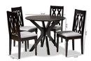 Sabriel Gray Fabric Upholstered and Dark Brown 5-Piece Dining Set Baxton