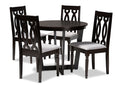 Paine Gray Fabric Upholstered and Dark Brown 5-Piece Dining Set Baxton