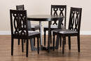 Paine Gray Fabric Upholstered and Dark Brown 5-Piece Dining Set Baxton