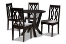 Ferguson Gray Fabric Upholstered and Dark Brown 5-Piece Dining Set Baxton