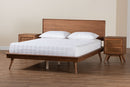 Bistra Walnut Brown and Rattan Queen Size 3-Piece Bedroom Set Baxton