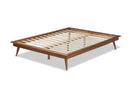 Hillary Walnut Brown Full Size Platform Bed w/Angled legs Baxton