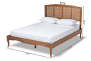 Corinne Ash Wanut and Synthetic Rattan Full Size Platform Bed Baxton