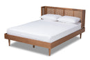 Sedona Ash Wanut and Synthetic Rattan King Bed w/Wrap-Around Headboard Baxton