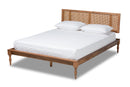 Coronado Ash Wanut and Synthetic Rattan Full Size Platform Bed Baxton