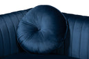 Shara Navy Blue Velvet Mirrored Gold Left Facing Sectional Sofa w/Chaise Baxton