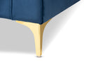 Shara Navy Blue Velvet Mirrored Gold Left Facing Sectional Sofa w/Chaise Baxton