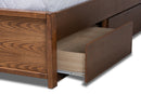 Naoki Dark Gray Fabric Walnut King Size Platform Storage Bed w/Six Drawers Baxton