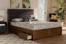 Naoki Dark Gray Fabric Walnut King Size Platform Storage Bed w/Six Drawers Baxton