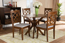 Addison Gray Fabric Upholstered and Walnut Brown 5-Piece Dining Set Baxton