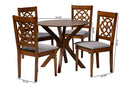 Milena Modern Gray and Walnut Brown Wood 5-Piece Dining Set Baxton