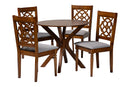 Milena Modern Gray and Walnut Brown Wood 5-Piece Dining Set Baxton