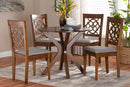 Milena Modern Gray and Walnut Brown Wood 5-Piece Dining Set Baxton