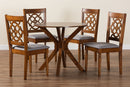 Milena Modern Gray and Walnut Brown Wood 5-Piece Dining Set Baxton
