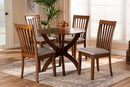 Tabitha Gray Fabric Upholstered and Walnut Brown 5-Piece Dining Set Baxton