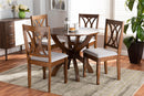 Amira Gray Fabric Upholstered and Walnut Brown 5-Piece Dining Set Baxton