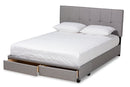 Genevieve Light Gray Fabric Upholstered 2-Drawer King Size Platform Storage Bed Baxton