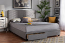 Genevieve Light Gray Fabric Upholstered 2-Drawer King Size Platform Storage Bed Baxton
