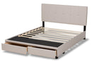 Genevieve Beige Fabric Upholstered 2-Drawer King Size Platform Storage Bed Baxton