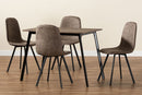 Luisa Gray Faux Leather Effect Fabric  Black Metal 5-Piece Dining Set Baxton