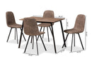 Luisa Gray Faux Leather Effect Fabric  Black Metal 5-Piece Dining Set Baxton