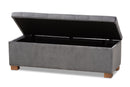 Eleri Gray Velvet Fabric Upholstered Grid-Tufted Storage Ottoman Bench Baxton